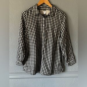 J. Jill Gingham Cotton Pullover Shirt with Pockets | Size L